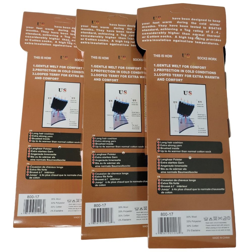 NEW Women Merino Lamb Wool Socks, Thick Warm Winter Crew Socks 3 Pairs - Picture 2 of 4